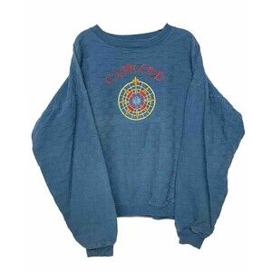 Vintage WEK the World Cape Code Embroidered Nautical Compass Long Slv Shirt 2XL